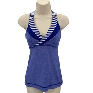 Lululemon Damen blau Racerback gestreift Neckholder Tank Top sportlich Yoga Größe XS - Bild 1 von 7