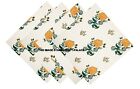 Flower Hand Print Cotton Dining Table Napkins Indien Yellow Fabric Set Of 6 Pcs