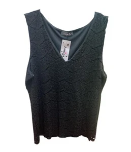 Damen Basic ärmellos Blumen Spitze V-Ausschnitt T-Shirt Damen Stretch Weste Top - Bild 1 von 1