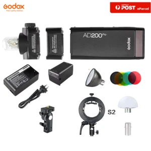 Godox AD200Pro TTL Pocket Flash Speedlite + S2 Bracket Reflector Filter Diffuser - Picture 1 of 18