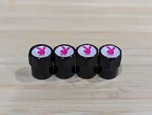 4x Playboy Bunny Black Metal Car Wheel Tire Rims Air Valve Caps Stem Covers - Picture 1 of 1