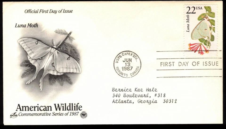 American Wildlife, Luna Moth, 1st day issue-1987 - Image 1 of 1