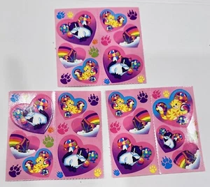 Vintage Lisa Frank Stickerbogen S213 Katzen mit Luftballons in Herzen - Bild 1 von 6