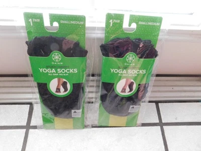 Gaiam Studio Grippy Yoga Socks All Grip No Slip Black SZ Small/Medium 2 Pairs - Image 1 of 2