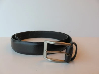 Cinturón de vestir Trafalgar de cuero negro talla 40 excelente herrajes plateados Foto 1 de 4