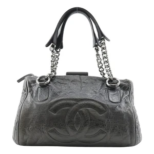 CHANEL Chain tote Tote Bag Gamaguchi COCO Mark black leather Women - Picture 1 of 12