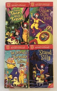 4 Ronald McDonald VHS Tapes Scared Silly Grimace Island Outer Space Time Travel - Imagen 1 de 2