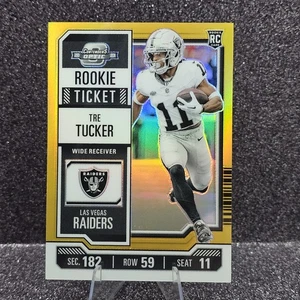 2023 Contenders Optic Tre Tucker RC #'d /50 gold Prizm Rookie Ticket #95 Raiders - Picture 1 of 3