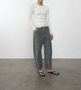 Enza Costa strukturiertes geripptes Langarm-Top mit Rundhalsausschnitt Vanille - Bild 1 von 16