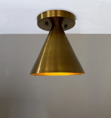 Raw Brass Ceiling Lamp Handcrafted Elegant For Your Home Decor - Image 1 of 4