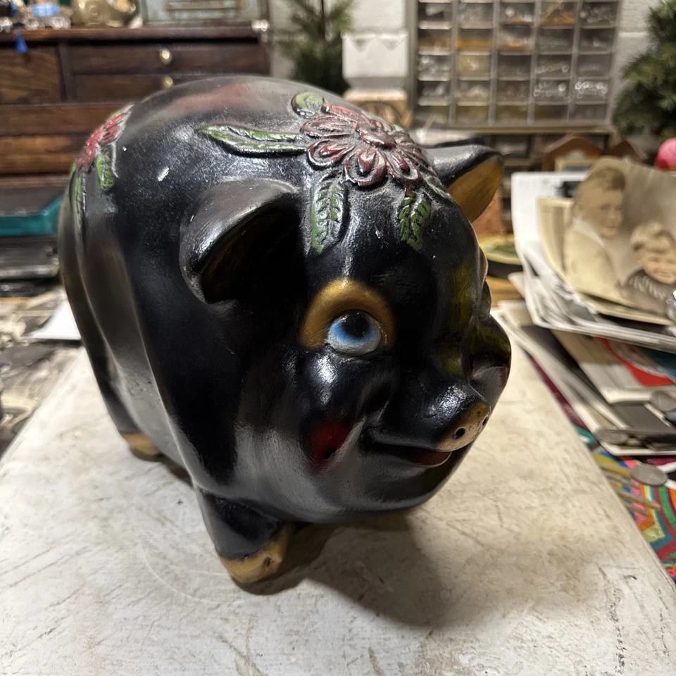 Vintage Chalkware Piggy Bank 12”x7”x9.5” - Image 1 of 4