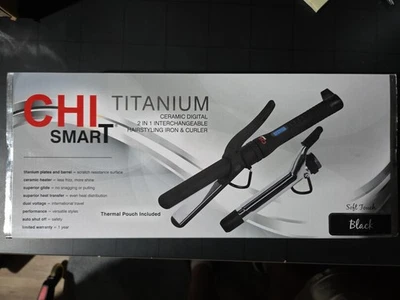 CHI Smart Titanium Ceramic Digital 2-in-1 Interchangeable Hairstyling Iron/Curl - Image 1 of 2