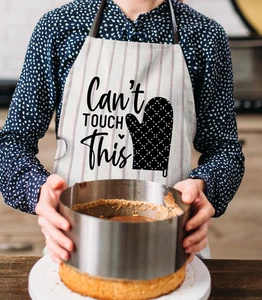 Funny Kitchen Apron with Unique Design, Striped Pattern, Black and White - Picture 1 of 9