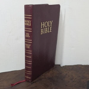 1994 KJV Holy Bible Zondervan Red Letter Reference Burgundy Leather Look - Bild 1 von 9