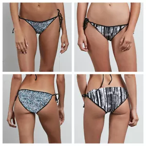 Volcom Stay Tuned Tie-Side Reversible Bikini Bottom Black Blue XS S L XL NWT - Picture 1 of 6
