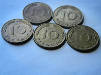 1949 10 Pfennig D,F,G,J,j - Germany - small j makes this a rare set - XF/AU - Image 1 of 4