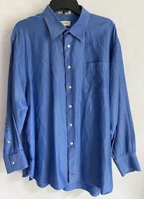 Camisa de vestir John W. Nordstrom para hombre talla 17 1/2 - 33 azul con botones manga larga Foto 1 de 4
