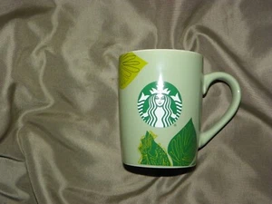 STARBUCKS COFFEE CUP / MUG GREEN LEAVES 10 FL. OZ. 2021 - Picture 1 of 5