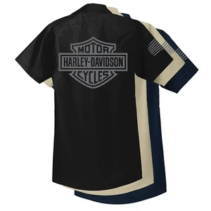 RED KAP Mechanic Shirt Harley Davidson Biker Motorcycle Embroidered Automotive - Picture 1 of 13