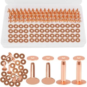 154pcs copper rivets for leather 12 smooth leather rivets without pattern pure - Picture 1 of 7