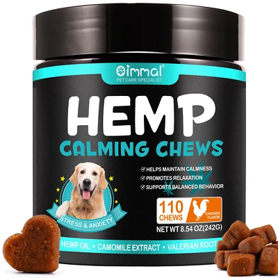 Hemp Dog Calming Chews for Dogs Anxiety Relief Chews Treats Food Chicken x 110 - Image 1 of 4