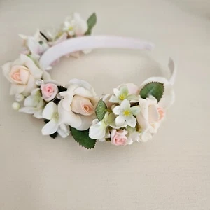 Hand Made Faux Flower Alice Hairband / Headband Bridesmaid Flower Girl - Picture 1 of 3