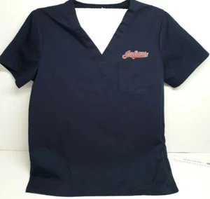 Top Cleveland Indians Medical Scrubs blu taglia Med scollo a V con tasca - Foto 1 di 6