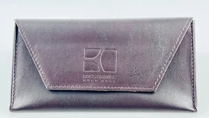 Hugo Boss Orange Trifold Hard Eyeglass Case Standard Size Brown Leather w Cloth - Picture 1 of 3