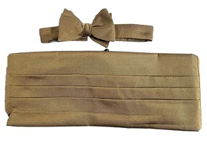 Carrot & Gibbs Pure Silk Black Gold Geometric Adjustable Bowtie & Cummerbund - Picture 1 of 7