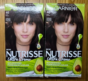 2 X GARNIER NUTRISSE 40 DARK BROWN ULTRA CREME HAIR COLOR - Picture 1 of 1