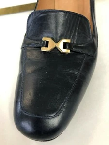 🔥Womens Upscale Neiman Marcus Navy Blue Leather Dresbeels Pumps Shoes 6.5 - Picture 1 of 7