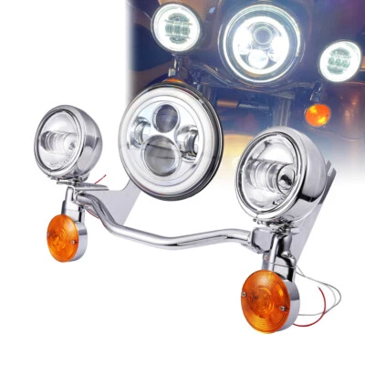 Faro LED de 7 pulgadas y luces de paso antiniebla de 4,5" para Harley Road King FLHR Foto 1 de 4