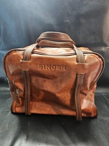 Singer Sewing Machine Travel Vinyl Carry Case Storage Bag Faux Leather Vintage - Picture 1 of 3