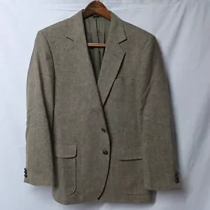 Vtg 80s Imperial by Haggar 42R Brown Herringbone Tweed 2 Btn Blazer Sport Coat - Picture 1 of 10