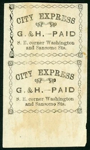 US Local Post Stamp 70L3 Gahagan & Howe City Express, Pair, Unlisted as a pair - Picture 1 of 2