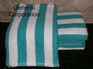 12 Pack New Large Beach, Resort Pool Towels in Cabana Stripe Green 30x70 - Picture 1 of 1