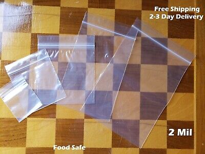 Clear Reclosable Zip Seal 2Mil Bags Poly Plastic 2 Mil Top Lock Baggies Jewelry • 6.98$