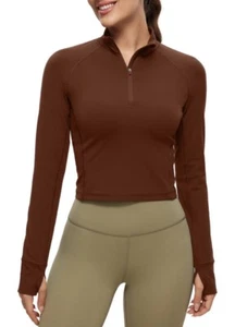 CRZ YOGA Women's Long Sleeve Crop Top Sweatshirt Workout Shirt Half Zip Size XS - Picture 1 of 8