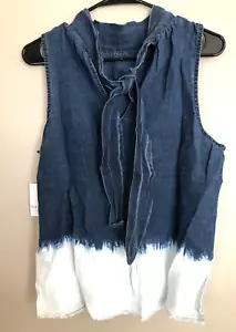 NWT BELLA DAHL Denim Sleeveless Tie Blouse Top Size S - Picture 1 of 1