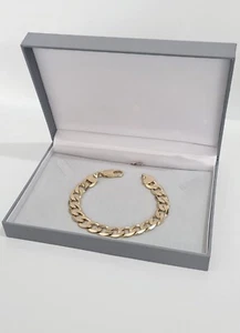 Mens Curb Bracelet ,9ct Gold XP 10mm Classic Curb Bracelet 8 inches Length - Picture 1 of 4