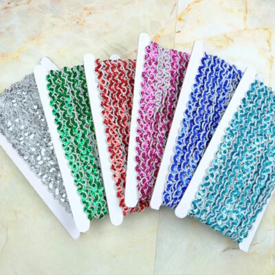 13M Retro Wave Sequin Edging Ribbon Trimmings Decor Clothes Sewing Trim Crafts - Image 1 of 4