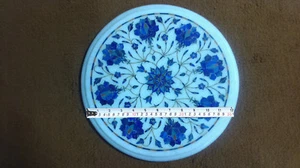 12" Marble Malachite Coffee Side Table Top Mosaic Lapis Inlay Merquerty - Picture 1 of 4