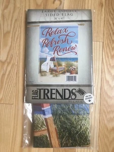 Relax Refresh Renew Flagge Trends by Carson groß doppelseitig Sommer Strand NEU - Bild 1 von 3
