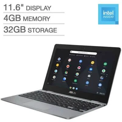 ASUS C223NA 11.6” 32GB SSD Intel Processor N3350 4GB RAM Chromebook Notebook Lap - Image 1 of 4