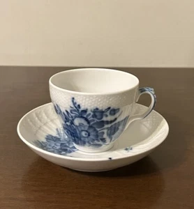 Royal Copenhagen Blue Floral Porcelain Fluted Demi Tea Cup & Saucer 10/1549 - Picture 1 of 13