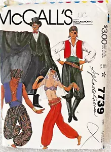 80’s McCalls Pattern 7739 Costumes Pirate Arabian Genie Belly Dancer Cape Sz LG - Picture 1 of 2