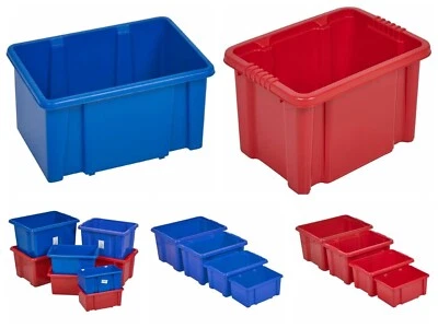 Stackable Storage Boxes Heavy Duty Plastic Containers Crate Tub Storage Solution - Image 1 of 4
