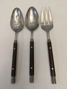 Set of 3 Serving Utensils Wooden Handles - Picture 1 of 2