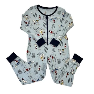 LL Bean Long John PJ Pajama Waffle 1-Piece Dog Bodysuit Sleigh size Large Petite - Picture 1 of 7