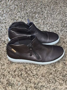 ECCO Soft 7 Women’s Nubuck Side Zip Bootie Sneaker US 7-7.5 NEW Shale Metallic - Picture 1 of 5